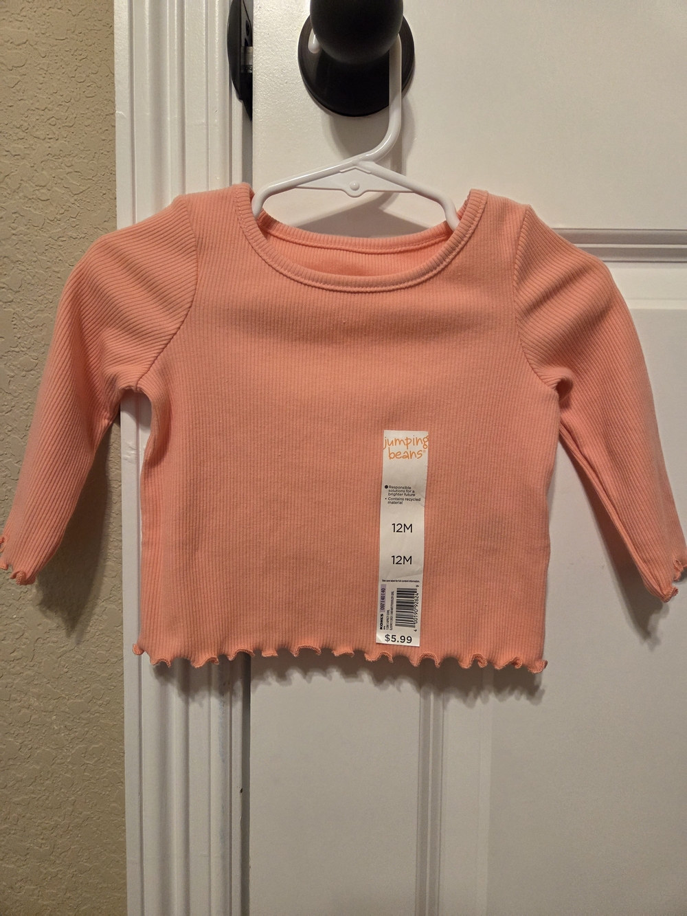 Jumping beans Peach Ribbed Long-Sleeve Baby Top